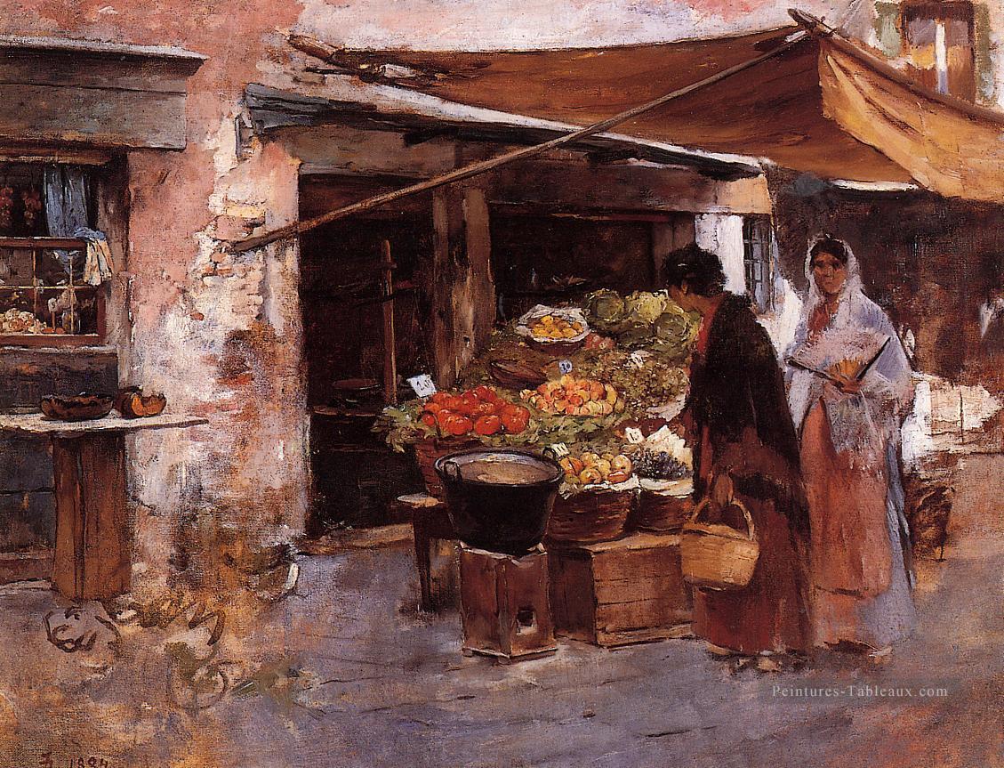 Portrait du marché aux fruits vénitien Frank Duveneck Peintures à l'huile
